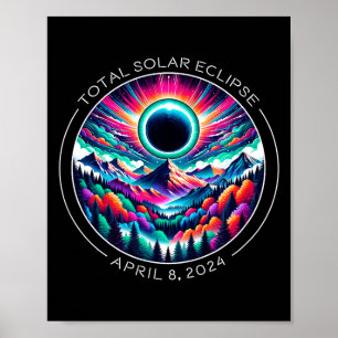 2024 Total Solar Eclipse Artsy Colorful Totality L Poster