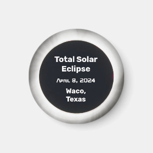 2024 Total Solar Eclipse BW by Location Magnet