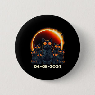 2024 Total Solar Eclipse Cat Matching Family Or Fr 6 Cm Round Badge