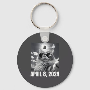2024 Total Solar Eclipse Cat Selfie Funny Meme  Key Ring