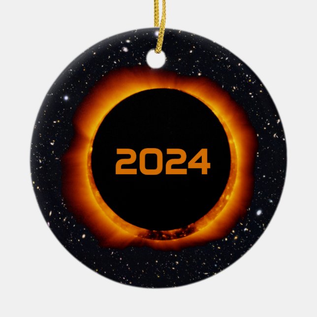 2024 Total Solar Eclipse Date Starry Sky Ceramic Ornament (Front)