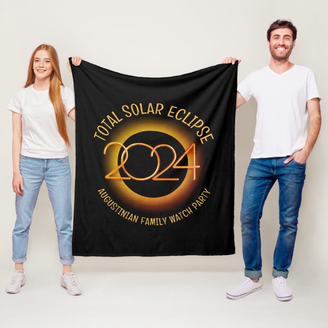 2024 TOTAL SOLAR ECLIPSE Family Souvenir Fleece Blanket (In Situ)