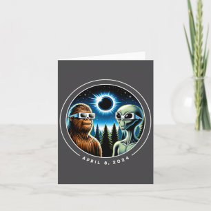 2024 Total Solar Eclipse Funny Bigfoot Alien April Card