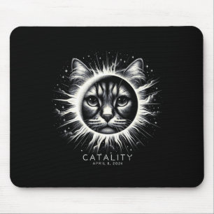 2024 Total Solar Eclipse Funny Catality Cat With A Mouse Pad