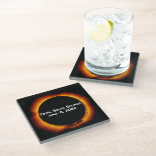 2024 Total Solar Eclipse Glass Coaster