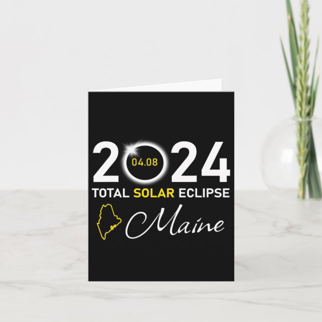 2024 Total Solar Eclipse Maine State  Card (Front)
