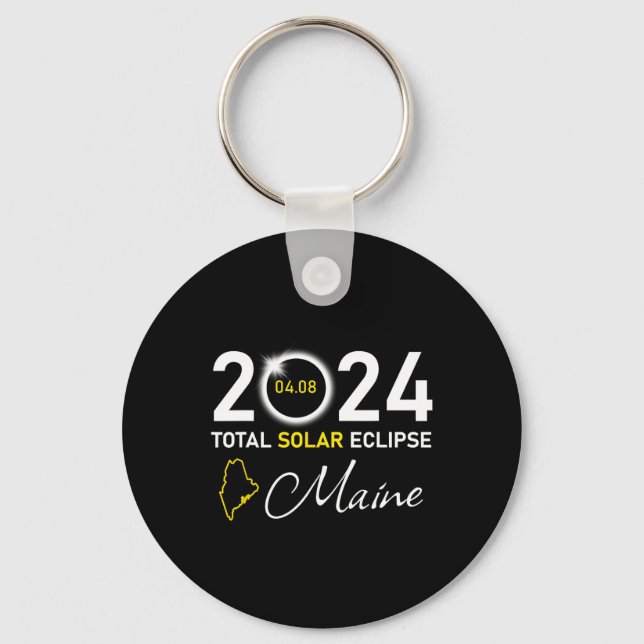 2024 Total Solar Eclipse Maine State  Key Ring (Front)