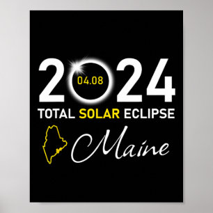 2024 Total Solar Eclipse Maine State Poster