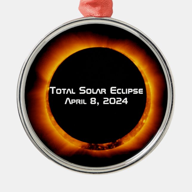 2024 Total Solar Eclipse Metal Ornament (Front)