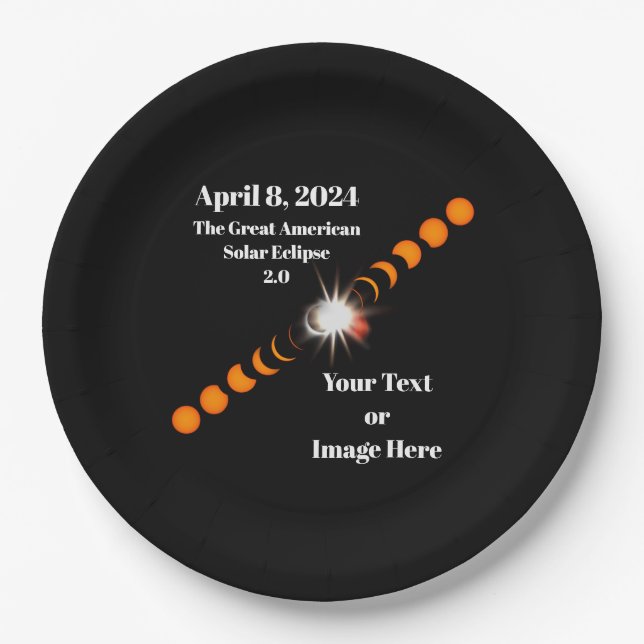 2024 Total Solar Eclipse Paper Plate (Front)