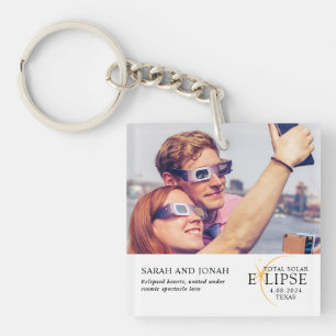 2024 Total Solar Eclipse Photo Couples Gifts Key Ring