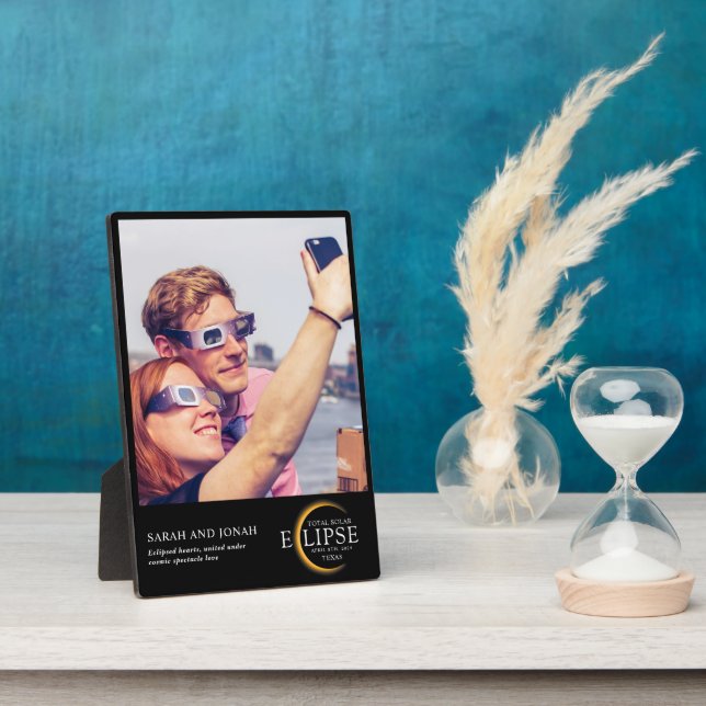 2024 Total Solar Eclipse Photo Couples Gifts Plaque (Side)