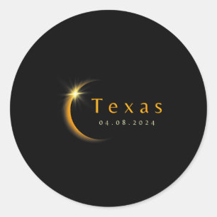 2024 Total Solar Eclipse State Texas April 8, 2024 Classic Round Sticker