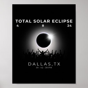 2024 Total Solar Eclipse Totality Dallas Texas Wat Poster