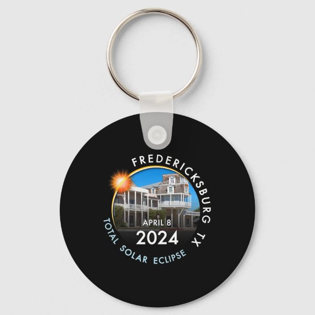 2024 Total Solar Eclipse Totality Fredericksburg T Key Ring (Front)