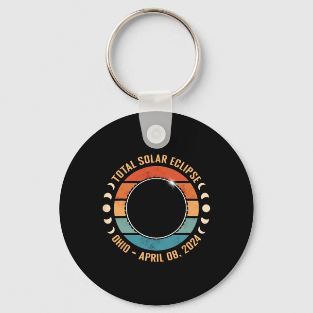 2024 Total Solar Eclipse Totality Path Men Women K Key Ring (Front)
