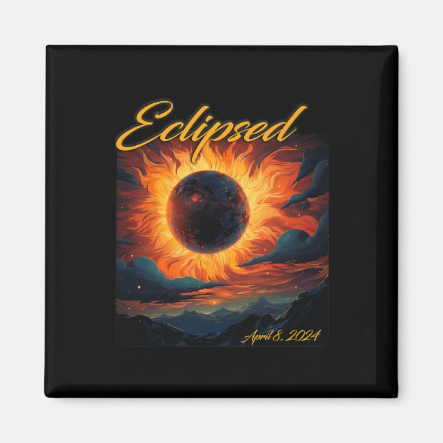 2024 Total Solar Eclipse Totality Sun Moon  Magnet (Front)