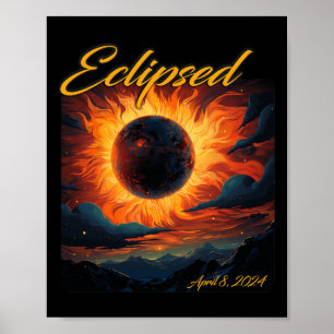 2024 Total Solar Eclipse Totality Sun Moon  Poster