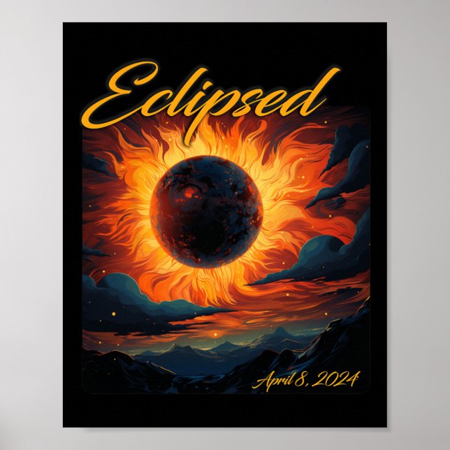 2024 Total Solar Eclipse Totality Sun Moon  Poster (Front)
