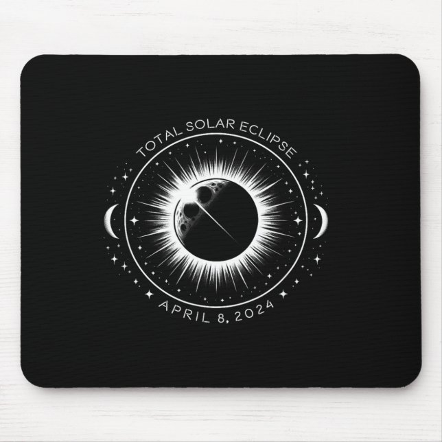 2024 Total Solar Eclipse Totality With April Date Mouse Pad (Front)