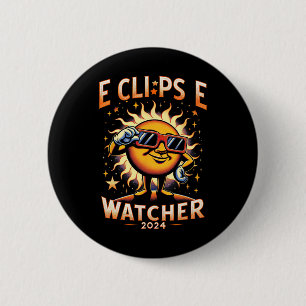 2024 Total Solar Eclipse Watcher Sun Wearing Eclip 6 Cm Round Badge