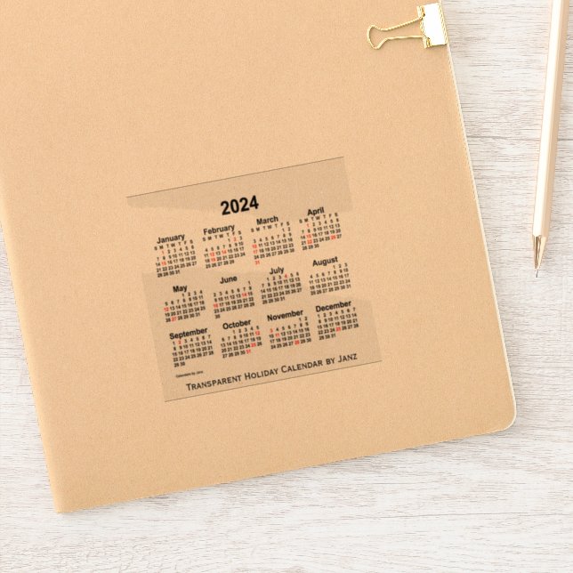 2024 Transparent Holiday Calendar by Janz (Notebook)