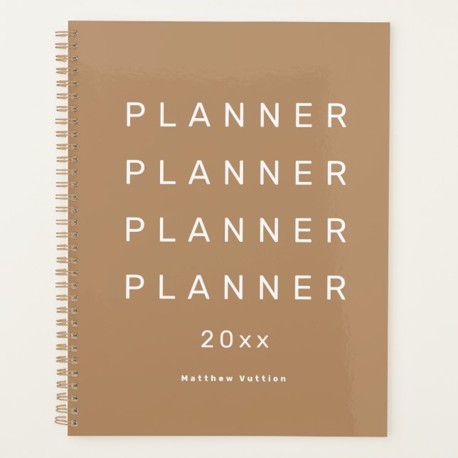 2024 Trendy Modern Brown Weekly Dated Planner (Front)