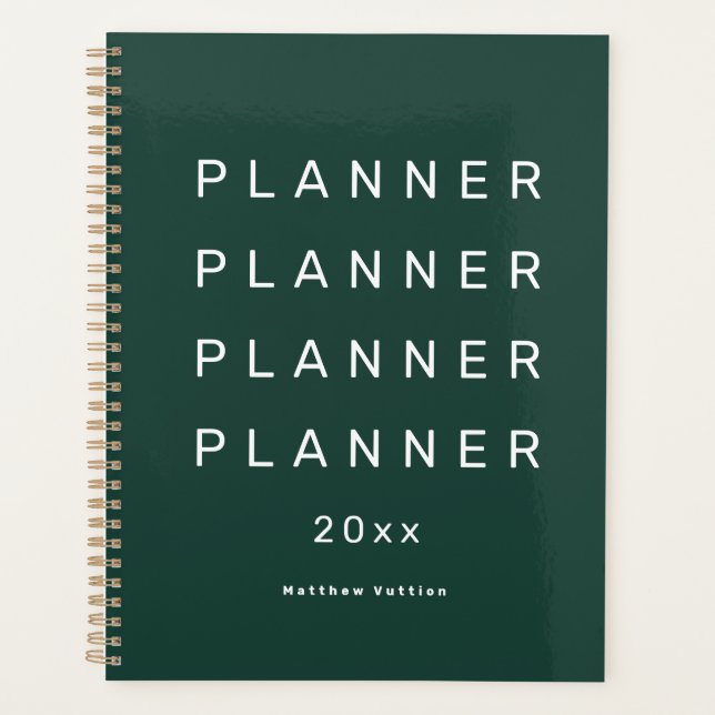 2024 Trendy Modern Emerald Green Weekly Dated Planner (Front)