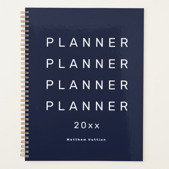 2024 Trendy Modern Navy Blue Weekly Dated Planner (Front)