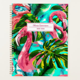 2024 Tropical Flamingo Personalised Name Planner