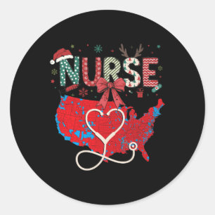 2024 Trump Winner Election Red Electoral Map Nurse Classic Round Sticker