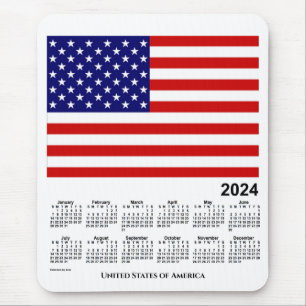 2024 USA Flag Calendar by Janz Mouse Pad