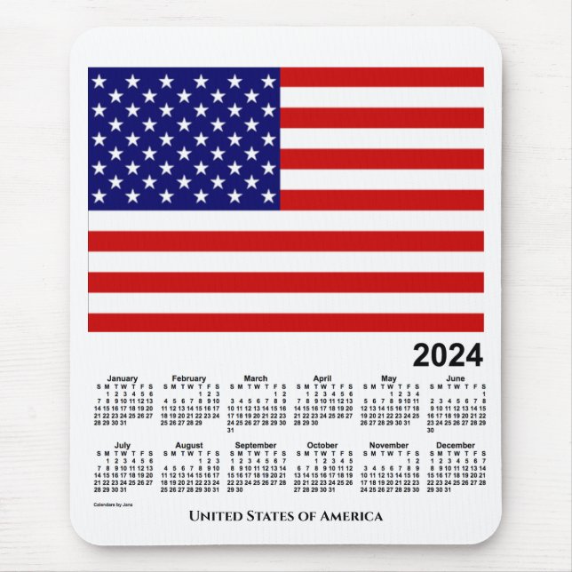 2024 USA Flag Calendar by Janz Mouse Pad (Front)