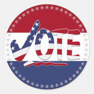 2024 USA Flag VOTE Check Mark Classic Round Sticker