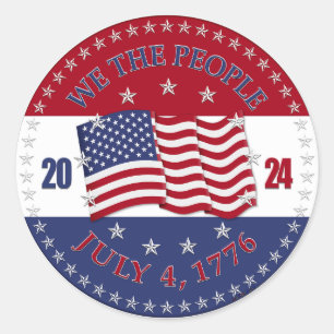 2024 USA Flag We The People Classic Round Sticker