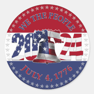 2024 USA Flag We The People Liberty Bell Classic Round Sticker