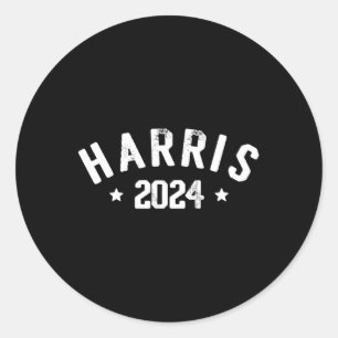 2024 Vintage Curved Vintage Font Kamala Harris 202 Classic Round Sticker