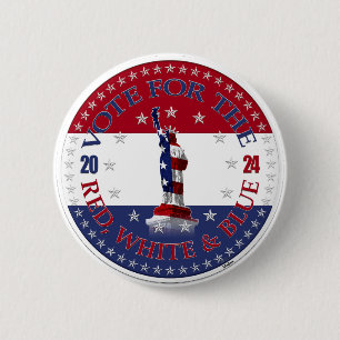 2024 Vote For The Red White Blue Statue of Liberty 6 Cm Round Badge