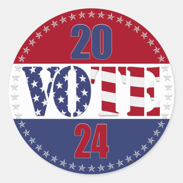 2024 VOTE USA Flag Classic Round Sticker (Front)