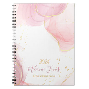 2024 Watercolor Rose gold glitter appointment book