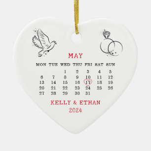 2024 Wedding Date Married Ceramic Ornament