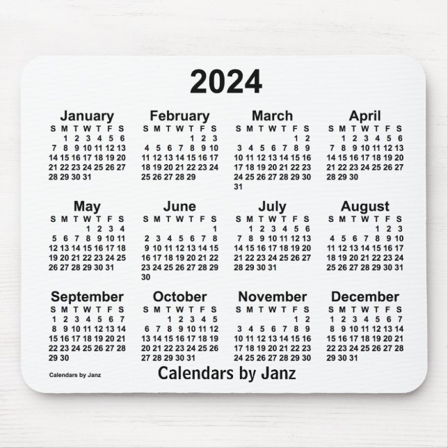 2024 White Calendar by Janz Mouse Pad (Front)
