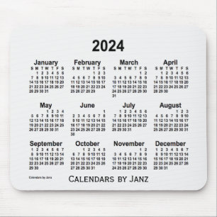 2024 White Smoke Calendar by Janz Mouse Pad