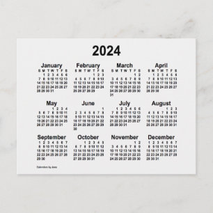 2024 White Smoke Mini Calendar by Janz Postcard