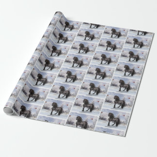 2024 Winter Holiday Friesian Horse Wrapping Paper