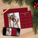 2024 Winter Red Minimalist Family Photo Calendar Holiday Card<br><div class="desc">2024 Red Customisable Family Name and Photo Calendar New Year Cards featuring your personalised photo and name. 🌟This is for 2024🌟 Designed for 2024,  and perfect for small gifts,  or in place of holiday cards! Please contact us at cedarandstring@gmail.com if you need assistance with the design or matching products.</div>