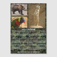 2024 Year Calendar Camouflage Add 3 Photos Magnet