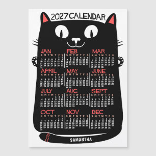 2024 Year Calendar Mid-Century Black Cat Magnet
