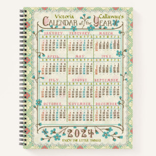 2024 Year Calendar Victorian Art Nouveau   Custom Notebook