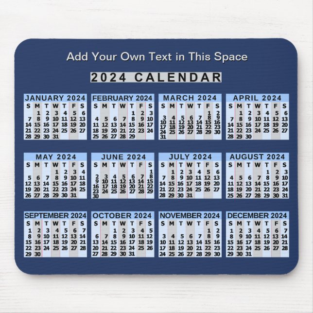 2024 Year Monthly Calendar Easy to Read Business Mouse Pad (Front)